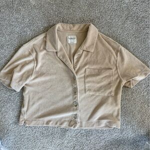 Abercrombie & Fitch Beige terry towel button up Shirt